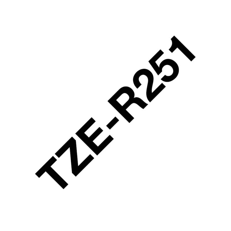 Originalt Brother TZe-R251 satinbånd - Sort på hvid, 24 mm bredt