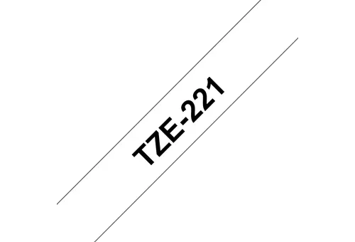 Original Brother TZeN221 tape – sort på hvid, 9 mm bred