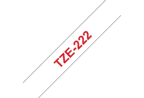 Original Brother TZe222 tape – rød på hvid, 9 mm bred