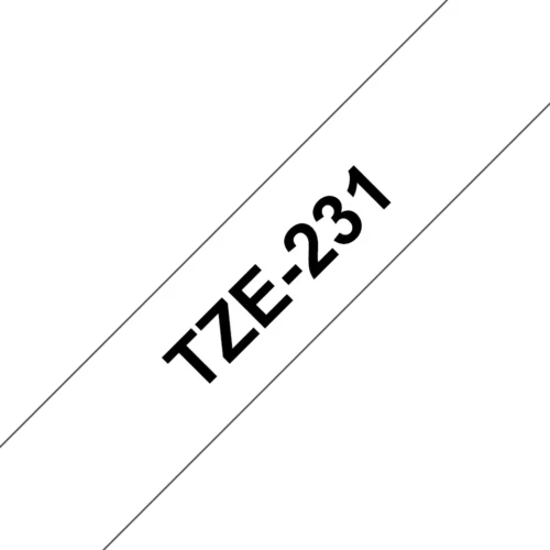 Original Brother TZe-231 tape – sort på hvid, 12 mm bred