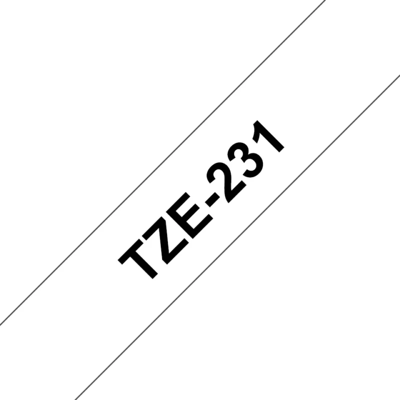 Original Brother TZe-231 tape – sort på hvid, 12 mm bred