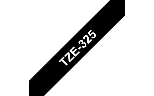 Original Brother TZe325 tape – hvid på sort, 9 mm bred