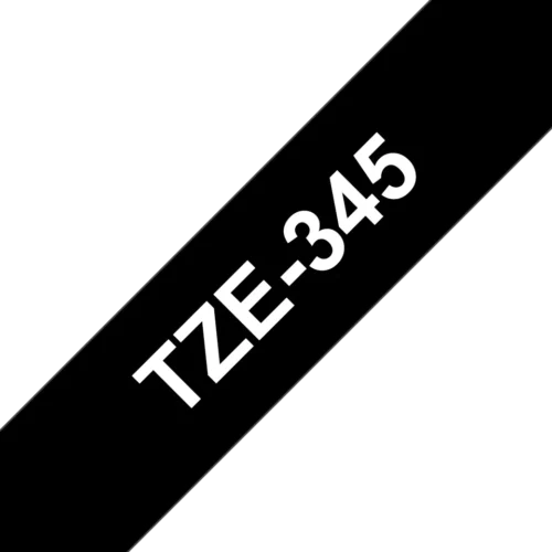 Original Brother TZe345 tape – hvid på sort, 18 mm bred