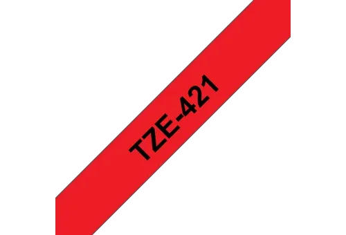 Original Brother TZe421 tape – sort på rød, 9 mm bred