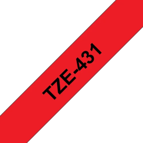 Original Brother TZe431 tape – sort på rød, 12 mm bred