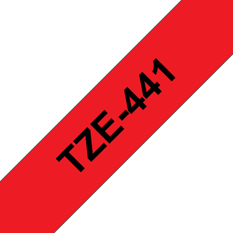 Original Brother TZe441 tape – sort på rød, 18 mm bred