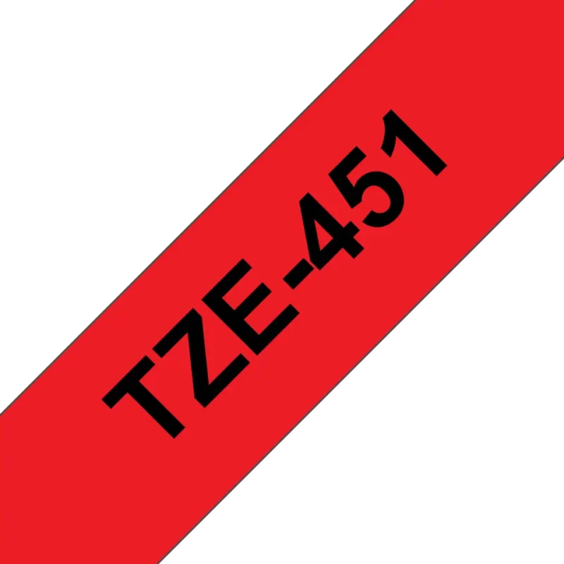 Original Brother TZe451 tape – sort på rød, 24 mm bred