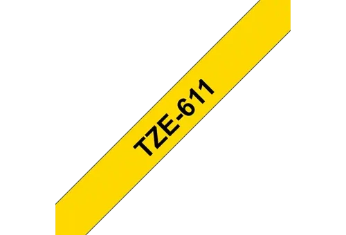 Original Brother TZe611 tape – sort på gul, 6 mm bred