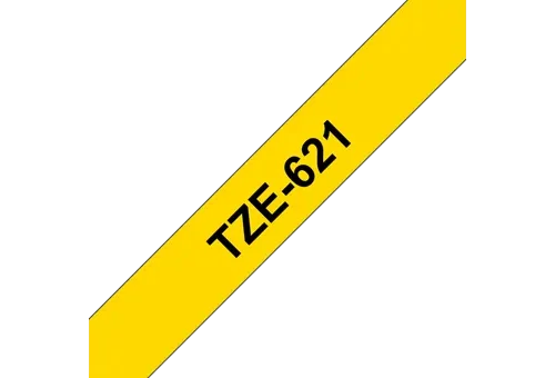 Original Brother TZe621 tape – sort på gul, 9 mm bred