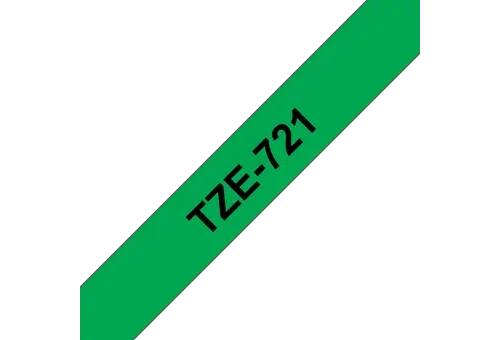 Original Brother TZe721 tape – sort på grøn, 9 mm bred