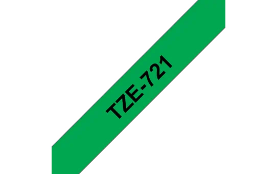 Original Brother TZe721 tape – sort på grøn, 9 mm bred